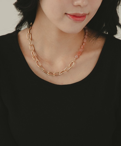 COLOR TOKYO ACCESSORIES(カラートウキョウアクセサリー)の「ストーン×チェーンマンテルネックレス(ネックレス・レディース・ブラック/ベージュ/ブラウン/その他・FREE)」の5枚目の写真