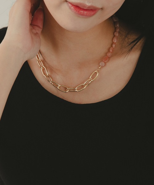 COLOR TOKYO ACCESSORIES(カラートウキョウアクセサリー)の「ストーン×チェーンマンテルネックレス(ネックレス・レディース・ブラック/ベージュ/ブラウン/その他・FREE)」の6枚目の写真