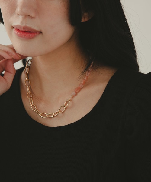 COLOR TOKYO ACCESSORIES(カラートウキョウアクセサリー)の「ストーン×チェーンマンテルネックレス(ネックレス・レディース・ブラック/ベージュ/ブラウン/その他・FREE)」の7枚目の写真