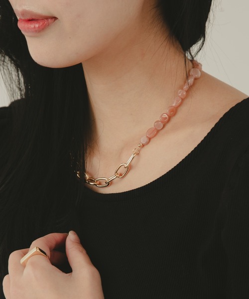 COLOR TOKYO ACCESSORIES(カラートウキョウアクセサリー)の「ストーン×チェーンマンテルネックレス(ネックレス・レディース・ブラック/ベージュ/ブラウン/その他・FREE)」の8枚目の写真