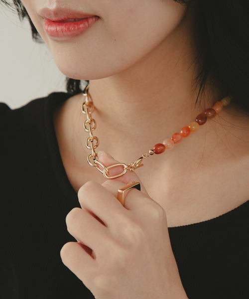COLOR TOKYO ACCESSORIES(カラートウキョウアクセサリー)の「ストーン×チェーンマンテルネックレス(ネックレス・レディース・ブラック/ベージュ/ブラウン/その他・FREE)」の12枚目の写真