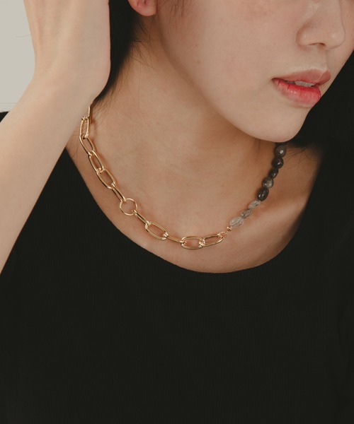 COLOR TOKYO ACCESSORIES(カラートウキョウアクセサリー)の「ストーン×チェーンマンテルネックレス(ネックレス・レディース・ブラック/ベージュ/ブラウン/その他・FREE)」の22枚目の写真