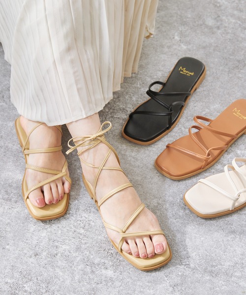 menue（メヌエ）の「巻き付けストラップ フラットヒール サンダル（サンダル・レディース・ブラック/イエロー/アイボリー/キャメル・LL/3L/S/M/L/XS）」の20枚目の写真