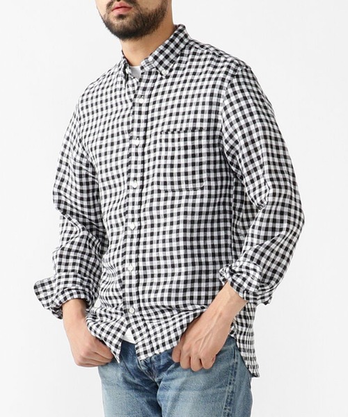 リネン ギンガム チェック ボタンダウン シャツ（シャツ/ブラウス