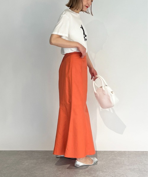 PICCIN（ピッチン）の「フロッキープリントロゴTシャツ（Tシャツ/カットソー・レディース・グレイッシュベージュ/オフホワイト/ネイビー/ライトグリーン・M）」の7枚目の写真