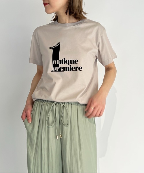 PICCIN（ピッチン）の「フロッキープリントロゴTシャツ（Tシャツ/カットソー・レディース・グレイッシュベージュ/オフホワイト/ネイビー/ライトグリーン・M）」の12枚目の写真