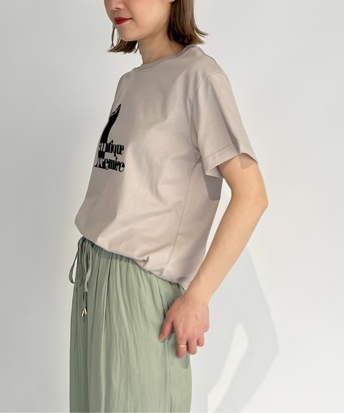 PICCIN（ピッチン）の「フロッキープリントロゴTシャツ（Tシャツ/カットソー・レディース・グレイッシュベージュ/オフホワイト/ネイビー/ライトグリーン・M）」の11枚目の写真