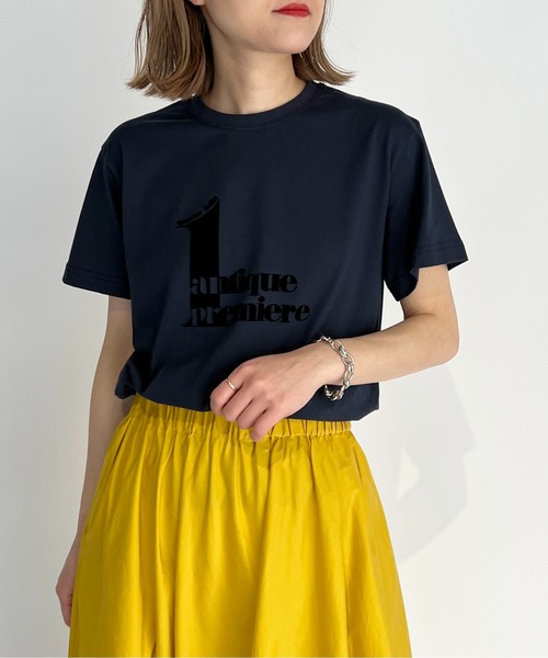 PICCIN（ピッチン）の「フロッキープリントロゴTシャツ（Tシャツ/カットソー・レディース・グレイッシュベージュ/オフホワイト/ネイビー/ライトグリーン・M）」の17枚目の写真