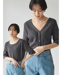 リブカットカーディガン