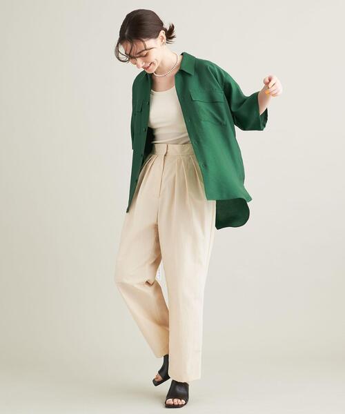 BEAUTY&YOUTH UNITED ARROWS(ビューティーアンドユースユナイテッドアローズ)の「BY ツイル ポケット ショートスリーブ シャツ -ウォッシャブル-(シャツ/ブラウス・レディース・ネイビー/ケリー/ナチュラル・FREE)」の4枚目の写真
