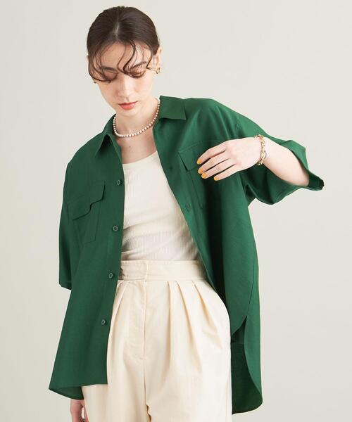 BEAUTY&YOUTH UNITED ARROWS(ビューティーアンドユースユナイテッドアローズ)の「BY ツイル ポケット ショートスリーブ シャツ -ウォッシャブル-(シャツ/ブラウス・レディース・ネイビー/ケリー/ナチュラル・FREE)」の7枚目の写真