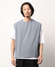 BACK NUMBER | これだけでコーデ完成、ベストとTシャツ2点セット【BACK NUMBER】半袖ベストレイヤード(アンサンブル)