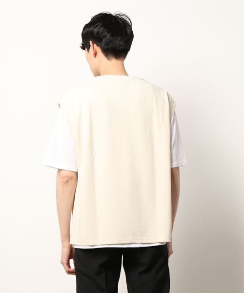 BACK NUMBER(バックナンバー)の「これだけでコーデ完成、ベストとTシャツ2点セット【BACK NUMBER】半袖ベストレイヤード(アンサンブル・メンズ・オフホワイト/ブルー/グリーン・M/L/XL)」の5枚目の写真