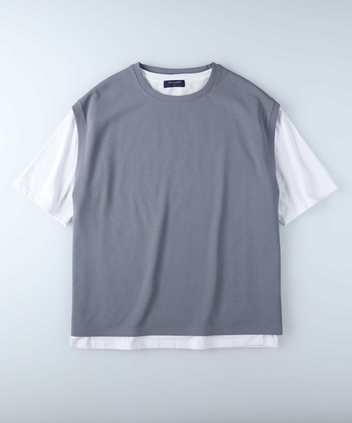 BACK NUMBER(バックナンバー)の「これだけでコーデ完成、ベストとTシャツ2点セット【BACK NUMBER】半袖ベストレイヤード(アンサンブル・メンズ・オフホワイト/ブルー/グリーン・M/L/XL)」の12枚目の写真