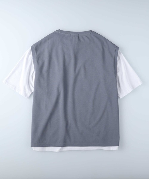 BACK NUMBER(バックナンバー)の「これだけでコーデ完成、ベストとTシャツ2点セット【BACK NUMBER】半袖ベストレイヤード(アンサンブル・メンズ・オフホワイト/ブルー/グリーン・M/L/XL)」の13枚目の写真