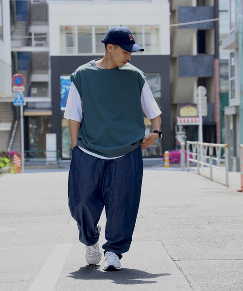 BACK NUMBER(バックナンバー)の「これだけでコーデ完成、ベストとTシャツ2点セット【BACK NUMBER】半袖ベストレイヤード(アンサンブル・メンズ・オフホワイト/ブルー/グリーン・M/L/XL)」の17枚目の写真