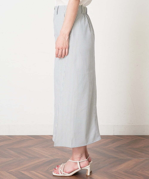 A de a.v.v（アードアー・ヴェ・ヴェ）の「［SET UP対応］ストライプサイドスリットナロースカート（スカート・レディース・ライトグレー/ピンク・38/36）」の11枚目の写真