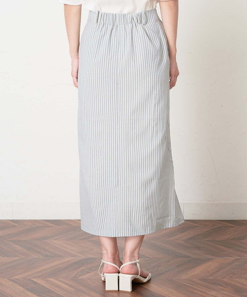 A de a.v.v（アードアー・ヴェ・ヴェ）の「［SET UP対応］ストライプサイドスリットナロースカート（スカート・レディース・ライトグレー/ピンク・38/36）」の12枚目の写真