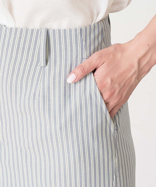 A de a.v.v（アードアー・ヴェ・ヴェ）の「［SET UP対応］ストライプサイドスリットナロースカート（スカート・レディース・ライトグレー/ピンク・38/36）」の14枚目の写真