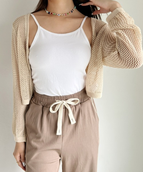 at12:03（アットイチニーゼロサン）の「メッシュニットボレロカーディガン（カーディガン/ボレロ・レディース・ホワイト/ブラック/ベージュ・FREE）」の18枚目の写真