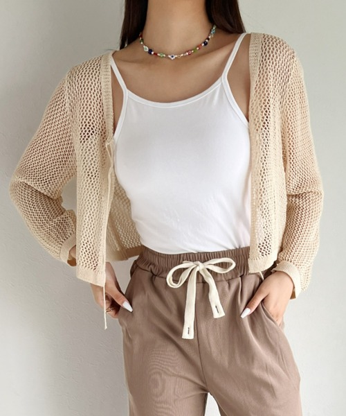 at12:03（アットイチニーゼロサン）の「メッシュニットボレロカーディガン（カーディガン/ボレロ・レディース・ホワイト/ブラック/ベージュ・FREE）」の14枚目の写真
