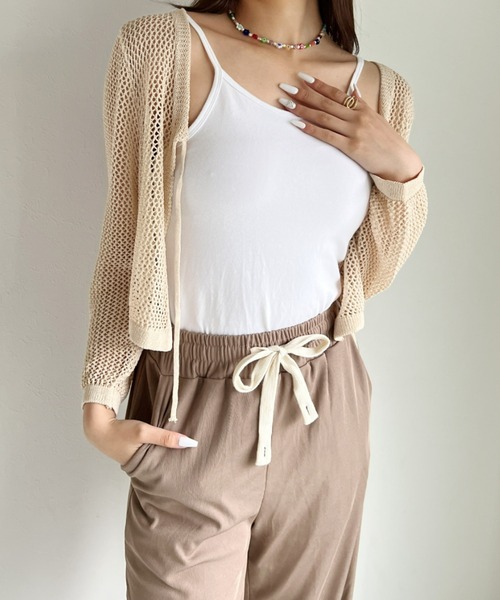 at12:03（アットイチニーゼロサン）の「メッシュニットボレロカーディガン（カーディガン/ボレロ・レディース・ホワイト/ブラック/ベージュ・FREE）」の12枚目の写真