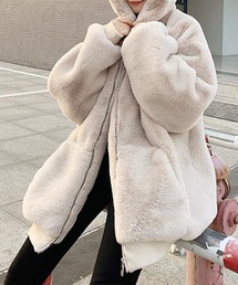 YUGA　ルーズシルエット　フワモコ　ジャケットブルゾン