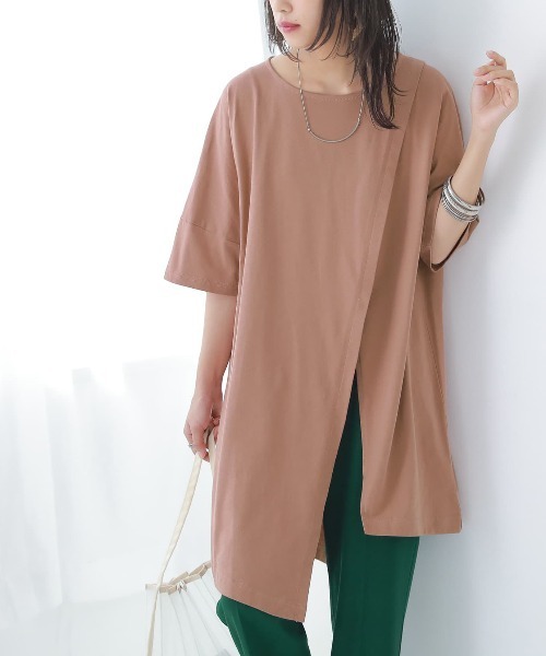 n'OrLABEL(ノアールレーベル)の「【廃盤】『アシメスリットチュニックカットソー』(Tシャツ/カットソー・レディース・ブラック/オフホワイト/ピンク/ミント・FREE)」の4枚目の写真