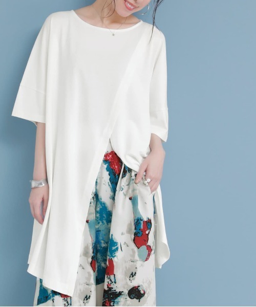 n'OrLABEL(ノアールレーベル)の「【廃盤】『アシメスリットチュニックカットソー』(Tシャツ/カットソー・レディース・ブラック/オフホワイト/ピンク/ミント・FREE)」の8枚目の写真