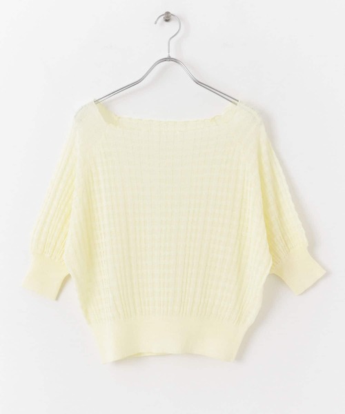 HEYUMM（ヘユム）の「シアージャガードカラーニットトップ（ニット/セーター・レディース・アイボリー/グリーン/ピンク/ブラック・ONE）」の8枚目の写真