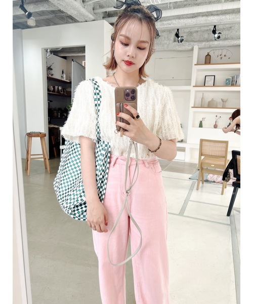 JUMELLE（ジュメロ）の「フェザージャガードトップ（シャツ/ブラウス・レディース・ベージュ/ピンク・FREE）」の7枚目の写真