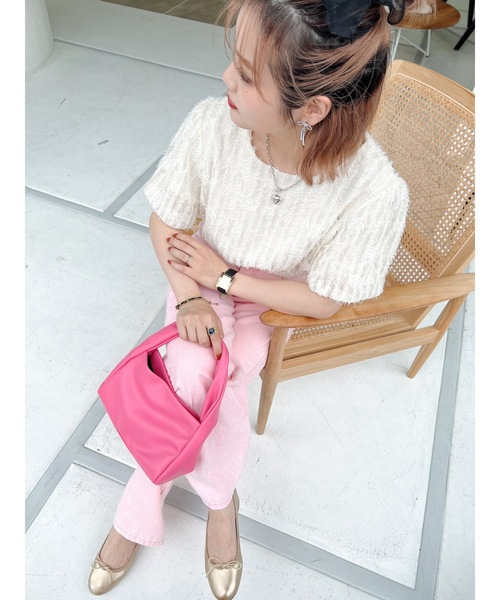 JUMELLE（ジュメロ）の「フェザージャガードトップ（シャツ/ブラウス・レディース・ベージュ/ピンク・FREE）」の16枚目の写真