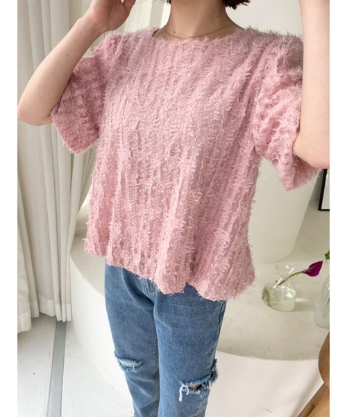 JUMELLE（ジュメロ）の「フェザージャガードトップ（シャツ/ブラウス・レディース・ベージュ/ピンク・FREE）」の19枚目の写真