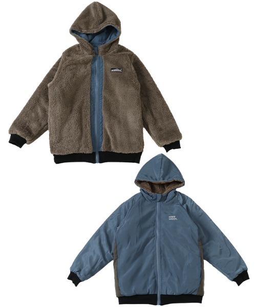 KRIFF MAYER Kid's Collection（クリフメイヤーキッズコレクション）の「リバーシブル ボア 2way アウトドア キャンプ（ひっくりパーカー）（その他アウター・キッズ・ブラック/ネイビー/カーキ/サックスブルー・120/130/140/150/160/170）」の6枚目の写真