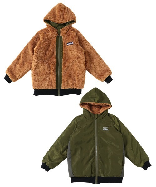 KRIFF MAYER Kid's Collection（クリフメイヤーキッズコレクション）の「リバーシブル ボア 2way アウトドア キャンプ（ひっくりパーカー）（その他アウター・キッズ・ブラック/ネイビー/カーキ/サックスブルー・120/130/140/150/160/170）」の5枚目の写真