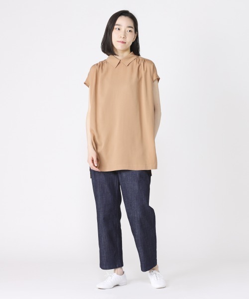 LA MARINE FRANCAISE(マリン フランセーズ)の「テンセルレーヨンプチ襟ブラウス(シャツ/ブラウス・レディース・ブラック/ベージュ/ネイビー・FREE)」の11枚目の写真