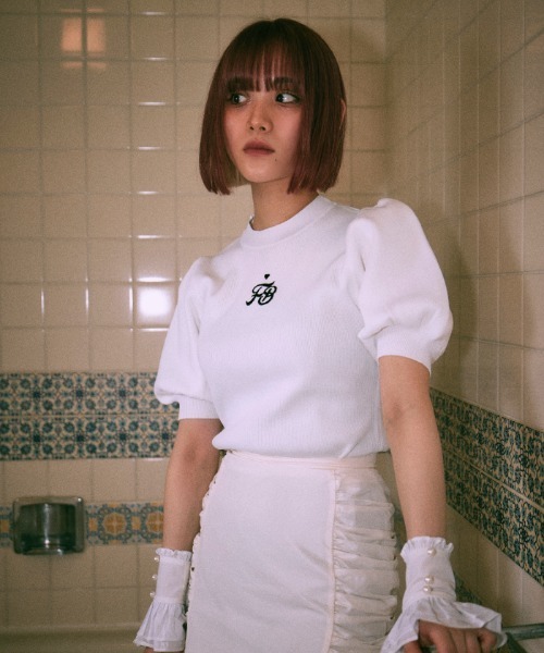 新品未使用タグ付　フィクルべべ　F Bパフニット　黒　Fサイズ FickleBebe（フィクルベベ）の「FBパフニット（ニット