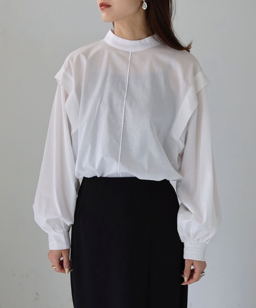 cheriella（シェリエラ）の「【cheriella】WEB限定バルーンスリーブコットンブラウス（シャツ/ブラウス・レディース・ブラック/オフホワイト・M）」の9枚目の写真