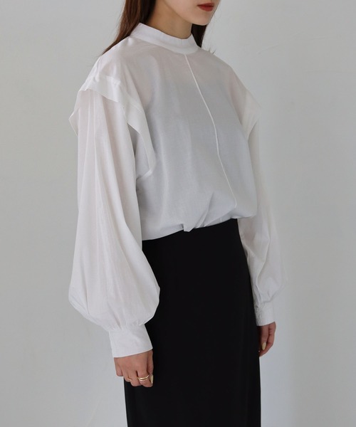 cheriella（シェリエラ）の「【cheriella】WEB限定バルーンスリーブコットンブラウス（シャツ/ブラウス・レディース・ブラック/オフホワイト・M）」の12枚目の写真