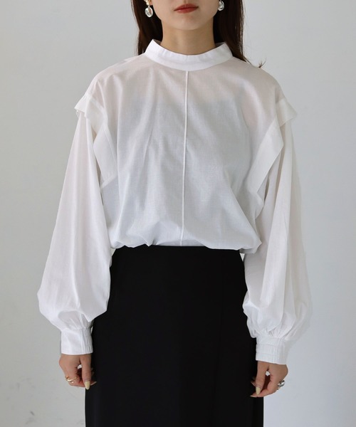 cheriella（シェリエラ）の「【cheriella】WEB限定バルーンスリーブコットンブラウス（シャツ/ブラウス・レディース・ブラック/オフホワイト・M）」の14枚目の写真