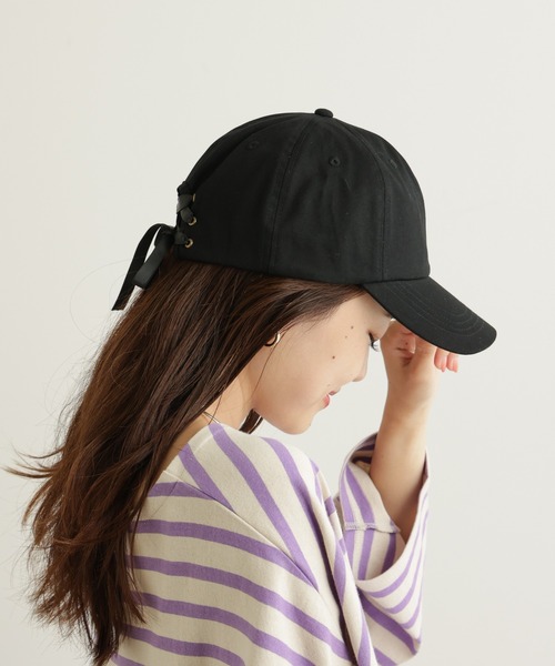 CIAOPANIC TYPY（チャオパニックティピー）の「ツイルレースアップキャップ（キャップ・レディース・レッド/ブラック/ベージュ/マスタード・ONE SIZE）」の6枚目の写真