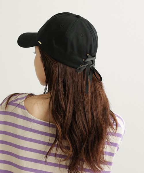 CIAOPANIC TYPY（チャオパニックティピー）の「ツイルレースアップキャップ（キャップ・レディース・レッド/ブラック/ベージュ/マスタード・ONE SIZE）」の7枚目の写真