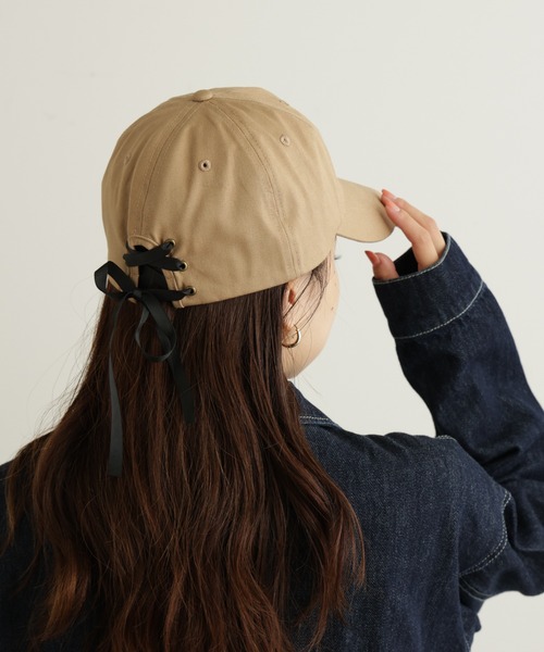 CIAOPANIC TYPY（チャオパニックティピー）の「ツイルレースアップキャップ（キャップ・レディース・レッド/ブラック/ベージュ/マスタード・ONE SIZE）」の10枚目の写真