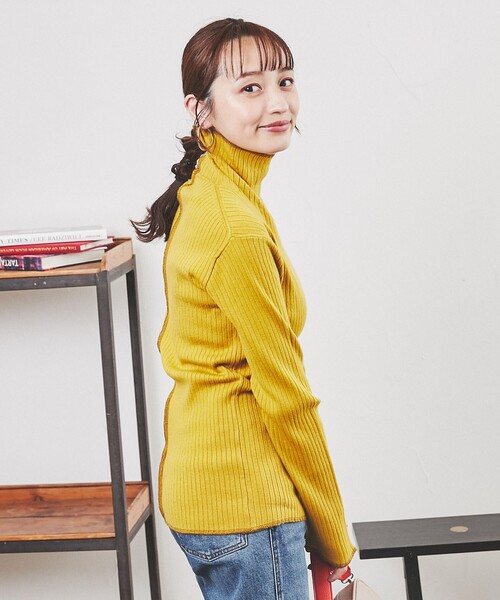 coen（コーエン）の「［洗える］もちふわワイドリブタートルニット#（ニット/セーター・レディース・マスタード/オフホワイト/ブラック/ケリー/コバルトブルー/オレンジ・L/M）」の22枚目の写真