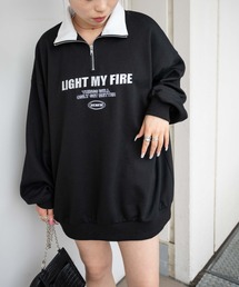 WEGO/襟切替ハーフジッププルオーバー