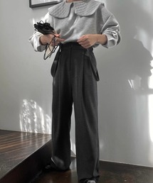 WILLFULLY | front pleats asymmetry suspender PT(その他パンツ)