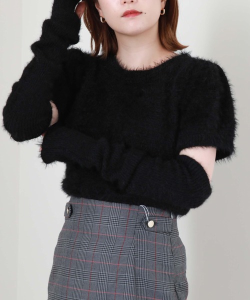 archives（アルシーヴ）の「シャギーアームウォーマーニット（ニット/セーター・レディース・アイボリー/ブラック/シルバーグレー/グレイッシュベージュ・MEDIUM）」の18枚目の写真