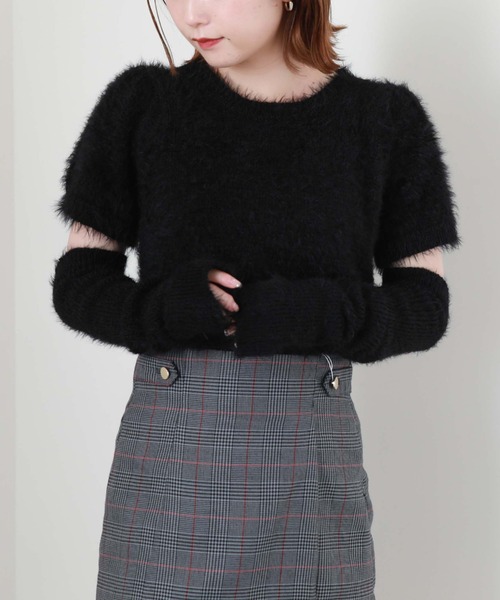 archives（アルシーヴ）の「シャギーアームウォーマーニット（ニット/セーター・レディース・アイボリー/ブラック/シルバーグレー/グレイッシュベージュ・MEDIUM）」の21枚目の写真