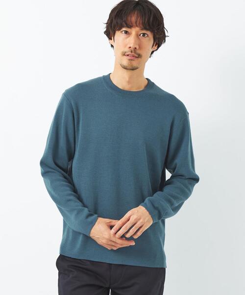 green label relaxing（グリーンレーベルリラクシング）の「クリーン 総針 クルーニット　-ウォッシャブル・抗菌-（ニット/セーター・メンズ・ライトグレー/ダークブラウン/ワインレッド/ターコイズブルー・M/L/S/XL）」の3枚目の写真