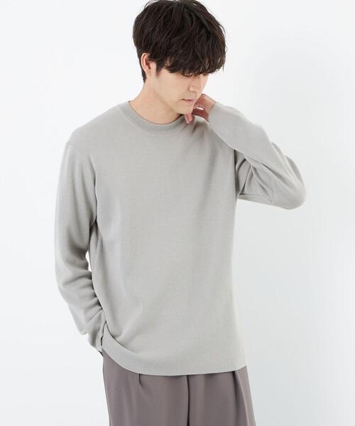 green label relaxing（グリーンレーベルリラクシング）の「クリーン 総針 クルーニット　-ウォッシャブル・抗菌-（ニット/セーター・メンズ・ライトグレー/ダークブラウン/ワインレッド/ターコイズブルー・M/L/S/XL）」の2枚目の写真